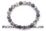 CGB8104 8mm dogtooth amethyst, garnet & hematite power beads bracelet