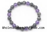 CGB8105 8mm black labradorite, amethyst & hematite power beads bracelet