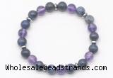 CGB8106 8mm sodalite, amethyst & hematite power beads bracelet