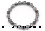 CGB8109 8mm labradorite, garnet & hematite power beads bracelet