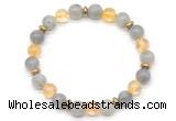 CGB8110 8mm labradorite, citrine & hematite power beads bracelet