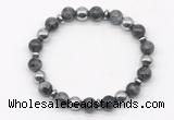 CGB8116 8mm black labradorite & hematite power beads bracelet