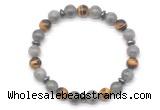 CGB8120 8mm labradorite, yellow tiger eye & hematite power beads bracelet