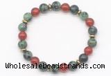 CGB8122 8mm ruby zoisite, red agate & hematite power beads bracelet