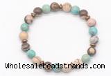 CGB8124 8mm zebra jasper, blue sea sediment jasper & hematite power beads bracelet