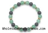 CGB8131 8mm green aventurine, black lava & hematite power beads bracelet