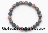 CGB8132 8mm rhodonite, black lava & hematite power beads bracelet