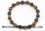 CGB8135 8mm yellow tiger eye, black lava & hematite power beads bracelet