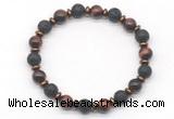 CGB8136 8mm red tiger eye, black lava & hematite power beads bracelet