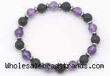 CGB8137 8mm amethyst, black lava & hematite power beads bracelet