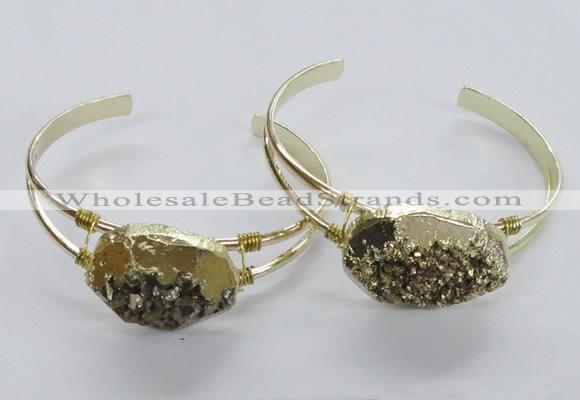 CGB814 25*30mm – 25*35mm freeform plated druzy agate bangles