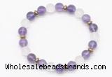 CGB8143 8mm amethyst, matte white crystal & hematite power beads bracelet