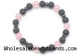 CGB8146 8mm matte black agate, rose quartz & hematite power beads bracelet