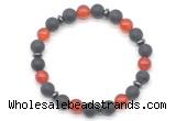 CGB8148 8mm matte black agate, red agate & hematite power beads bracelet