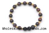 CGB8166 8mm red tiger eye & black lava beaded stretchy bracelets