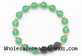 CGB8170 8mm green agate & black lava beaded stretchy bracelets