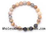 CGB8172 8mm yellow crazy lace agate & black lava beaded stretchy bracelets