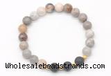 CGB8173 8mm bamboo leaf agate & black lava beaded stretchy bracelets