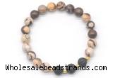 CGB8175 8mm brown zebra jasper & black lava beaded stretchy bracelets