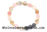 CGB8183 8mm matte volcano cherry quartz & black lava beaded stretchy bracelets