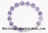 CGB8197 8mm amethyst & white lava beaded stretchy bracelets