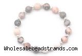 CGB8201 8mm pink zebra jasper & white lava beaded stretchy bracelets