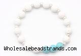 CGB8204 8mm white lava & blue howlite beaded stretchy bracelets