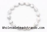 CGB8205 8mm matte white howlite & white lava beaded stretchy bracelets