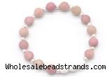 CGB8207 8mm matte pink wooden jasper & white lava beaded stretchy bracelets