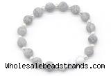 CGB8208 8mm matte grey picture jasper & white lava beaded stretchy bracelets