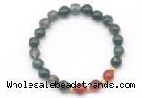 CGB8219 8mm moss agate & red agate beaded stretchy bracelets