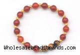 CGB8220 8mm red agate & yellow tiger eye beaded stretchy bracelets