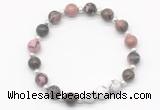 CGB8221 8mm rhodonite & white howlite beaded stretchy bracelets