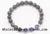 CGB8222 8mm grey opal & amethyst beaded stretchy bracelets