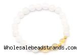 CGB8224 8mm white jade & citrine beaded stretchy bracelets