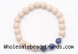 CGB8233 8mm white fossil jasper & lapis lazuli beaded stretchy bracelets