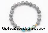 CGB8235 8mm grey picture jasper & sea sediment jasper beaded stretchy bracelets