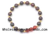 CGB8238 8mm brecciated jasper & red agate beaded stretchy bracelets