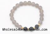 CGB8243 8mm matte grey agate & matte black agate beaded stretchy bracelets