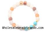 CGB8244 8mm matte druzy agate & blue howlite beaded stretchy bracelets