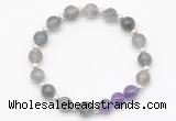 CGB8252 8mm cloudy quartz & amethyst beaded stretchy bracelets