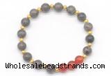 CGB8256 8mm rainbow labradorite & red agate beaded stretchy bracelets