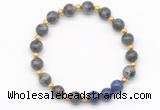 CGB8257 8mm black labradorite & lapis lazuli beaded stretchy bracelets