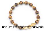 CGB8258 8mm grade AA yellow tiger eye & citrine beaded stretchy bracelets