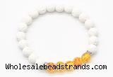 CGB8271 8mm white lava & synthetic amber beaded mala stretchy bracelets