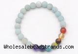 CGB8305 8mm matte amazonite 7 chakra beaded mala stretchy bracelets