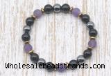 CGB8322 8mm matte amethyst, black onyx & hematite energy bracelet