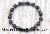 CGB8324 8mm matte black onyx, black onyx & hematite energy bracelet