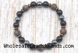 CGB8327 8mm matte bronzite, black onyx & hematite energy bracelet