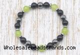 CGB8337 8mm candy jade, black onyx & hematite energy bracelet